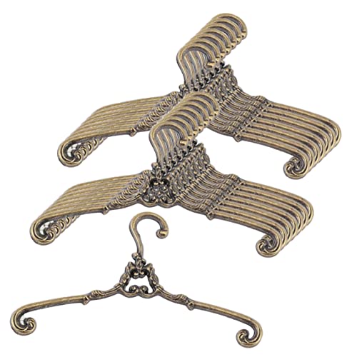 NUOBESTY 30 Pcs Dollhouse Hanger Mini Hangers Miniature Hangers Ornaments Dress Outfit Holder Metal Clothes Hanger Dollhouse Furniture Mini Clothing Rack American Doll Bush Wardrobe Alloy