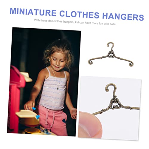 NUOBESTY 30 Pcs Dollhouse Hanger Mini Hangers Miniature Hangers Ornaments Dress Outfit Holder Metal Clothes Hanger Dollhouse Furniture Mini Clothing Rack American Doll Bush Wardrobe Alloy