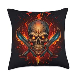 fantasy warrior skullz crushinginferno throw pillow, 18x18, multicolor