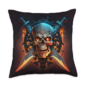 fantasy warrior skullz ironheart throw pillow, 18x18, multicolor