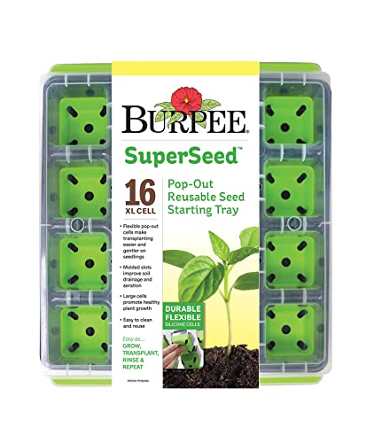 Burpee Self-Watering Seed Starter Tray, 72 Cells & SuperSeed Seed Starting Tray | 16 XL Cell | Reusable & Dishwasher Safe | for Starting Vegetable Seeds, Flower Seeds & Herb Seeds | Indoor Grow Kit