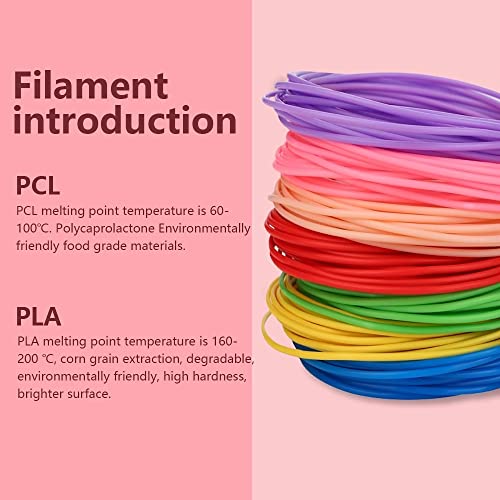 KXDFDC 20 PCS/Pack 50M 3D Pen Filaments PLA PCL 1.75mm Diameter 5 Meters/Roll 3D Pen Printing Materials ( Color : Black , Size : PCL Filament )