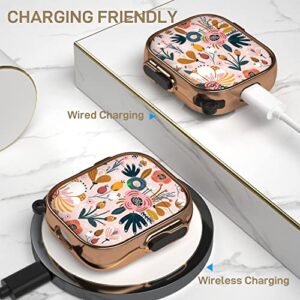 Maxjoy for Airpods Case Cover with Lock, Flower Airpod Case Lock Hard Protective Cute iPod Case for Women Men with Keychain Clip for AirPod 2nd 1st Generation Charging Case 2&1, Floral