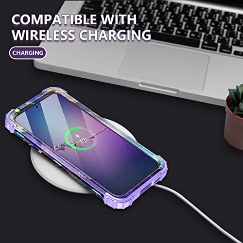 Rancase Compatible with Galaxy S23 5G Case,[2 Tempered Glass Screen Protector + 2 Camera Lens Protector ] Three Layer Heavy Duty Shockproof Protection Cover Case for Samsung Galaxy S23,Purple