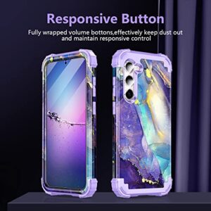 Rancase Compatible with Galaxy S23 5G Case,[2 Tempered Glass Screen Protector + 2 Camera Lens Protector ] Three Layer Heavy Duty Shockproof Protection Cover Case for Samsung Galaxy S23,Purple