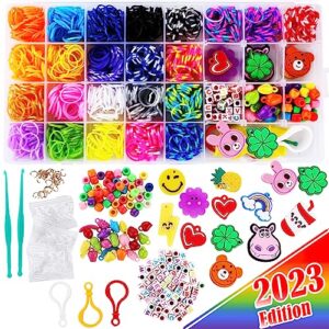 funzbo rubber band bracelet kit - loom bracelet making kit, rubber bands for bracelets, loom bands kit, arts and crafts supplies, crafts for kids age 4-8, crafts for girls ages 6-8, 8-12 (medium)