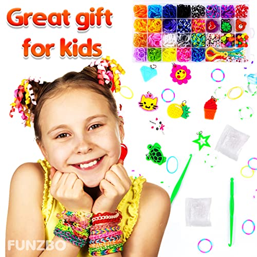 FUNZBO Rubber Band Bracelet Kit - Loom Bracelet Making Kit, Rubber Bands for Bracelets, Loom Bands Kit, Arts and Crafts Supplies, Crafts for Kids Age 4-8, Crafts for Girls Ages 6-8, 8-12 (Medium)