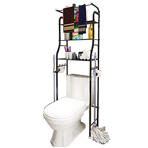 Hokcus Multi-Functional Shelf Washer Storage Frames for Over Toilet Floor Standing Storage Shelf with Clothes Rail,3 Tier Bathroom Organizer Shelf with Hooks,Punch Free,Space Saver