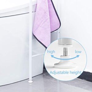 Hokcus Multi-Functional Shelf Washer Storage Frames for Over Toilet Floor Standing Storage Shelf with Clothes Rail,3 Tier Bathroom Organizer Shelf with Hooks,Punch Free,Space Saver