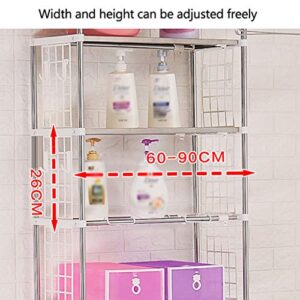 Hokcus Multi-Functional Shelf Washer Storage Frames for Over Toilet Floor Standing 4 Tier Washinghine Storage Rack,Adjustable Stainless Steel Bathroom Organizer Stand,Storage Shelf