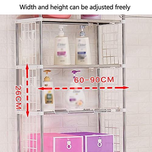 Hokcus Multi-Functional Shelf Washer Storage Frames for Over Toilet Floor Standing 4 Tier Washinghine Storage Rack,Adjustable Stainless Steel Bathroom Organizer Stand,Storage Shelf