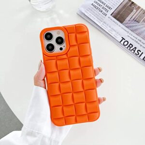 Ginkgonut Compatible with iPhone 14 Pro Case for Women/Girls, Cute 3D Laid Desgin Soft Silicone Shockproof Raised Bumper Corners Case for iPhone 14 Pro（Orange）