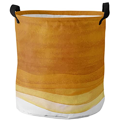 Laundry Baskets Ombre Orange Collapsible Clothes Hamper White and Burnt Orange Foldable Freestanding Laundry Hamper with Handle Storage Basket for Laundry 16.5x17in