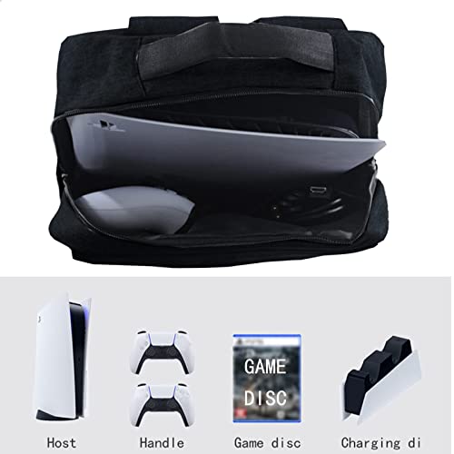 Bzdzmqm Travel Storage Handbag Backpack for Ps5 Console Protective Luxury Bag Handle Bag for Ps5 Set, Travel Carrying Case Travel Bag for Games Console /Controllers, Game Cards, Hdmi and Accessories