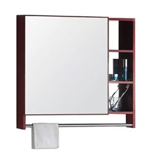 nizame cabinet with mirror, 4 compartments open storage, high definition silver mirror, towel rack, home kitchen living room display organiser unit, 80x65cm (color : style 2, size : 80x65cm)
