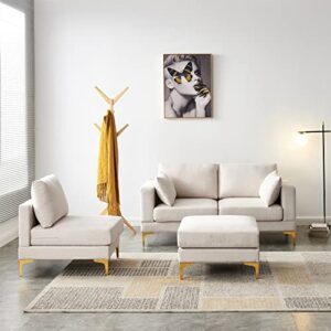 Ucloveria Modern Sectional Sofa, L-Shape Couch with Chaise Lounge for Living Room, Beige Fabric