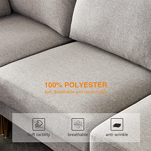 Ucloveria Modern Sectional Sofa, L-Shape Couch with Chaise Lounge for Living Room, Grey Fabric