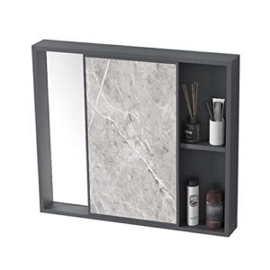 aluminum bathroom mirror cabinet, left and right sliding door wall storage cabinet, hd waterproof silver mirror, no hole punching, toilet hidden mirror cabinet (color : dark gray, size : 60x10x55cm