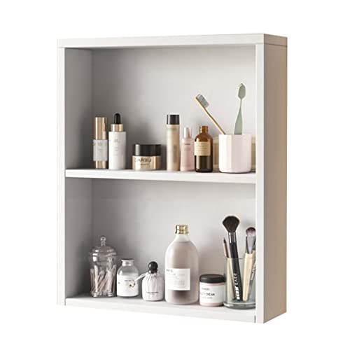 NIZAME Wall-Mounted Makeup Organizer, 0.8mm Aluminum Toilet Sideboard, 2-3 Large Storage Space, Hole-Free Bathroom Wall-Mounted Hanging Cabinet (Color : White, Size : 50x60cm)