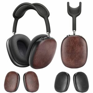 1Pair Case Skin Cover for Airpods Max Wireless Headset Pair Protective Pu Leather Sleeve Case Skin Cover (Black)