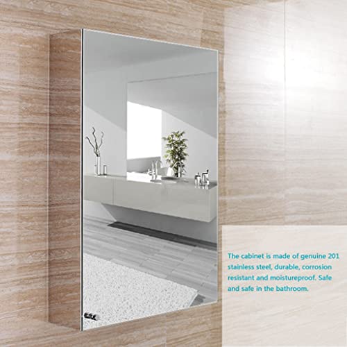 NIZAME Stainless Steel Mirror Cabinet, Toilet Wall Mounted Storage Mirror Box, with Framless Sided Mirror Door, 18mm Thick, Movable Laminate, for Toilet and Washroom (Color : Right Door)