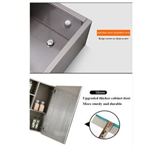 NIZAME Stainless Steel Mirror Cabinet, Toilet Wall Mounted Storage Mirror Box, with Framless Sided Mirror Door, 18mm Thick, Movable Laminate, for Toilet and Washroom (Color : Right Door)