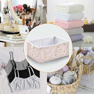 Kigai Floral Golden Butterfly Bow Storage Box, Foldable Storage Bins with Handle, Decorative Closet Organizer Storage Boxes for Home