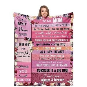 jzufnap gifts for mom blanket, mom blanket from daughter, ultra-soft fleece flannel mother throw blankets for warm birthday present, thanksgiving day and mother day, 50" x 60"