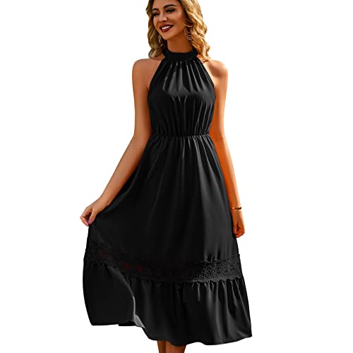 Sundresses for Women, Mexican Dress Women Country Dresses to Wear with Boots Summer Vestido Corto Sin Mangas para Mujer White Floral Dresses Long Sleeve Cocktail Dresses Wedding (XL, Black)