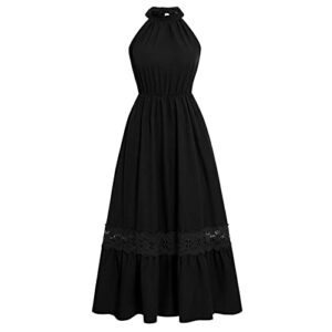 Sundresses for Women, Mexican Dress Women Country Dresses to Wear with Boots Summer Vestido Corto Sin Mangas para Mujer White Floral Dresses Long Sleeve Cocktail Dresses Wedding (XL, Black)