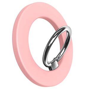 bf2jk magnetic phone ring stand holder compatible with magsafe silicone cushion magnetic finger ring grip for iphone 14 13 12, pro,pro max, mini, pink