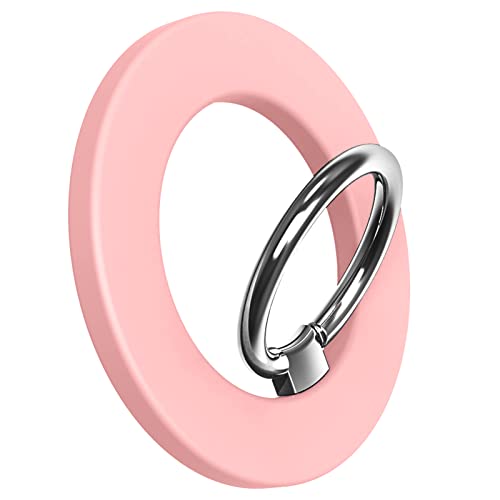 BF2JK Magnetic Phone Ring Stand Holder Compatible with Magsafe Silicone Cushion Magnetic Finger Ring Grip for iPhone 14 13 12, Pro,Pro Max, Mini, Pink