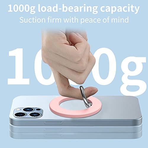 BF2JK Magnetic Phone Ring Stand Holder Compatible with Magsafe Silicone Cushion Magnetic Finger Ring Grip for iPhone 14 13 12, Pro,Pro Max, Mini, Pink