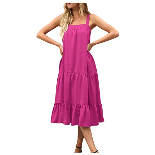 Sun Dress, Maxi Dresses for Women 2023 Christmas Party Dress Summer Dresses Clothes Dresses Vestido Mujer Playa Woman Long Sleeve Little Black Dress Casual Maxi Attire Winter (XXL, Hot Pink)