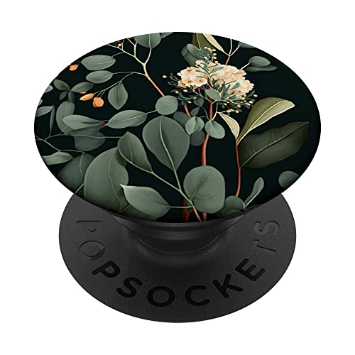 Eucalyptus green blossom flower leaves floral branches PopSockets Standard PopGrip