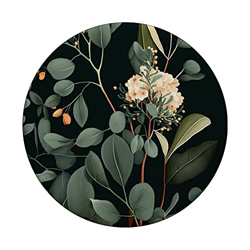 Eucalyptus green blossom flower leaves floral branches PopSockets Standard PopGrip