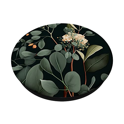 Eucalyptus green blossom flower leaves floral branches PopSockets Standard PopGrip