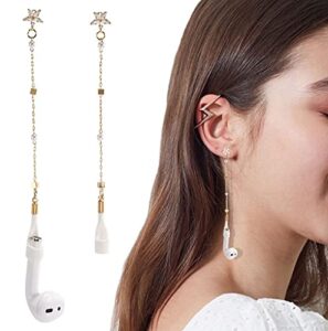 airpod earrings anti lost earring strap for airpods (need ear hole) anti lost strap for airpods pro, wireless earhooks earbuds earphone holder connector, compatible with airpods 1 2 3