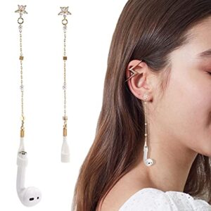 Airpod Earrings Anti Lost Earring Strap for Airpods (Need Ear Hole) Anti Lost Strap for Airpods Pro, Wireless Earhooks Earbuds Earphone Holder Connector, Compatible with Airpods 1 2 3