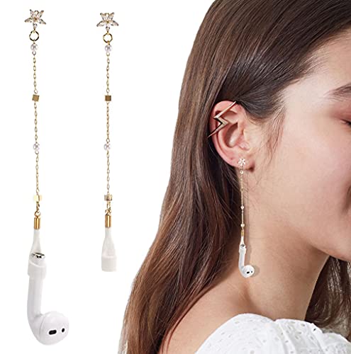 Airpod Earrings Anti Lost Earring Strap for Airpods (Need Ear Hole) Anti Lost Strap for Airpods Pro, Wireless Earhooks Earbuds Earphone Holder Connector, Compatible with Airpods 1 2 3