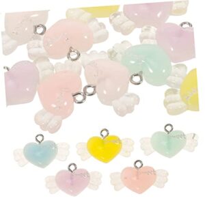 ADOCARN 54 Pcs Heart Pendant Heart Dangle Charms Angel Wings Charm Pendants Love Necklace Earring Charms for Jewelry Making Dijes Para Bisuteria Heart Charms Heart Spacer Suite Resin Gold