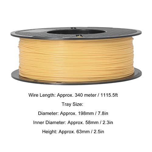 3D Printer Roll Filament, Smokeless Plastic Shell 1kg Spool 1.75mm PLA Print Filament High Accuracy for Industrial Devices(Gold)