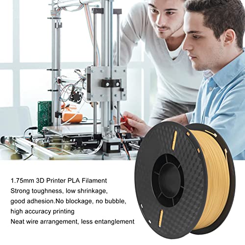 3D Printer Roll Filament, Smokeless Plastic Shell 1kg Spool 1.75mm PLA Print Filament High Accuracy for Industrial Devices(Gold)