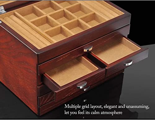 Yalych Jewelry Box Jewelry Case Wood Jewelry Box 6 Layer Jewelry Case with Mirrored Watch Organizer Huge Box Jewelry Organizer