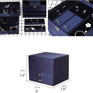 Yalych Jewelry Box Jewelry Case 3-Layer Silk Surface Velvet Box Jewelry Display Storage Case Small 2 Watch Pillow Box. ( Color : Onecolor , Size : 23x20x19cm ) Jewelry Organizer