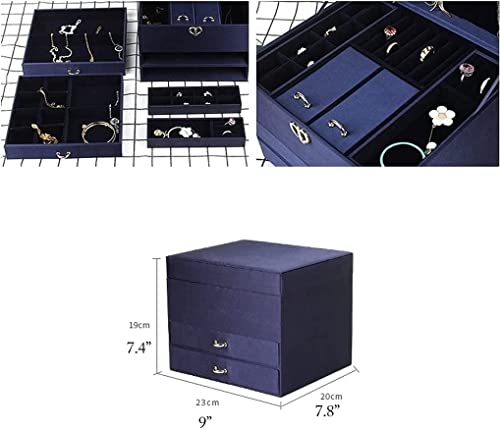 Yalych Jewelry Box Jewelry Case 3-Layer Silk Surface Velvet Box Jewelry Display Storage Case Small 2 Watch Pillow Box. ( Color : Onecolor , Size : 23x20x19cm ) Jewelry Organizer