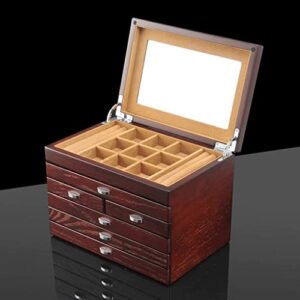 Yalych Jewelry Box Jewelry Case Wood Jewelry Box 6 Layer Jewelry Case with Mirrored Watch Organizer Huge Box Jewelry Organizer