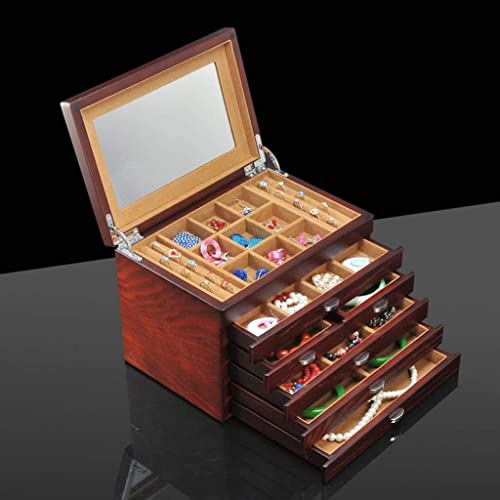 Yalych Jewelry Box Jewelry Case Wood Jewelry Box 6 Layer Jewelry Case with Mirrored Watch Organizer Huge Box Jewelry Organizer