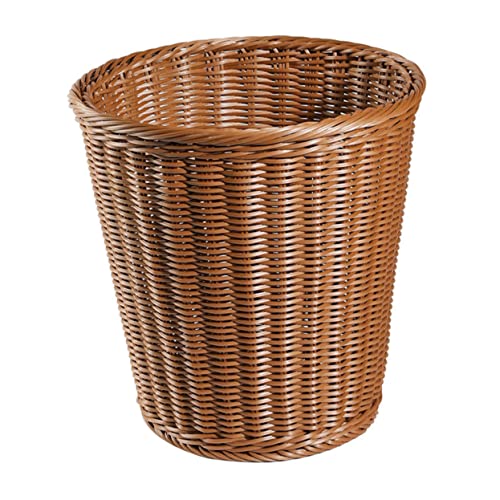 VICASKY 1pc Rattan Trash Can Woven Storage Baskets Seagrass Storage Baskets Decorative Storage Baskets Wicker Garbage Basket Fake Rattan Trash Can Garbage Containers Woven Rubbish Can