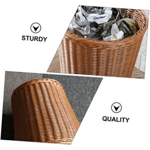 VICASKY 1pc Rattan Trash Can Woven Storage Baskets Seagrass Storage Baskets Decorative Storage Baskets Wicker Garbage Basket Fake Rattan Trash Can Garbage Containers Woven Rubbish Can